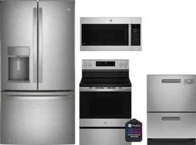 4 Piece Package Includes Refrigerator, Range, Microwave And Dishwasher